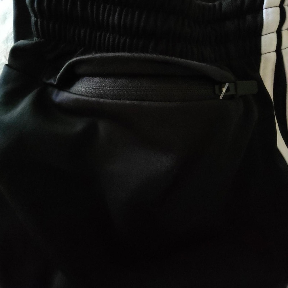 Adidas Womens Black 3-Stripe Track Pants Joggers Size L High Rise Zipper Pockets - Picture 5 of 5